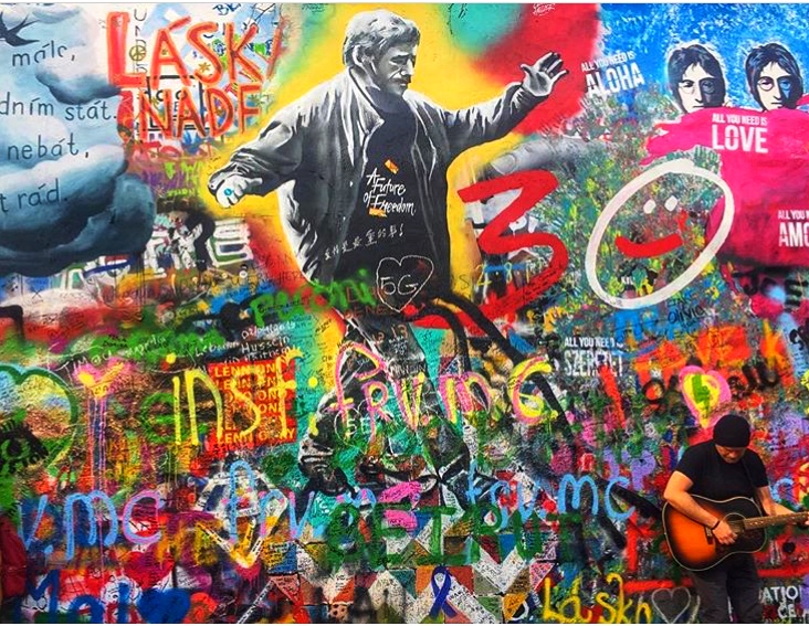 John Lennon Wall with graffiti