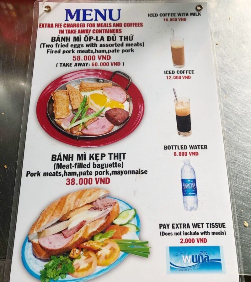 Banh Mi Hoa Ma Menu