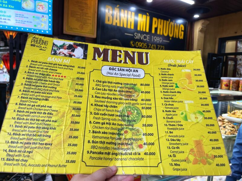 Banh Mi Phuong Menu