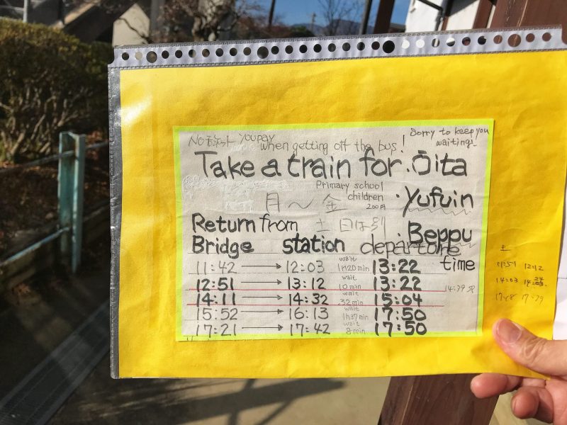 Bus Schedule Return To Train Station From Kokonoe Bridge