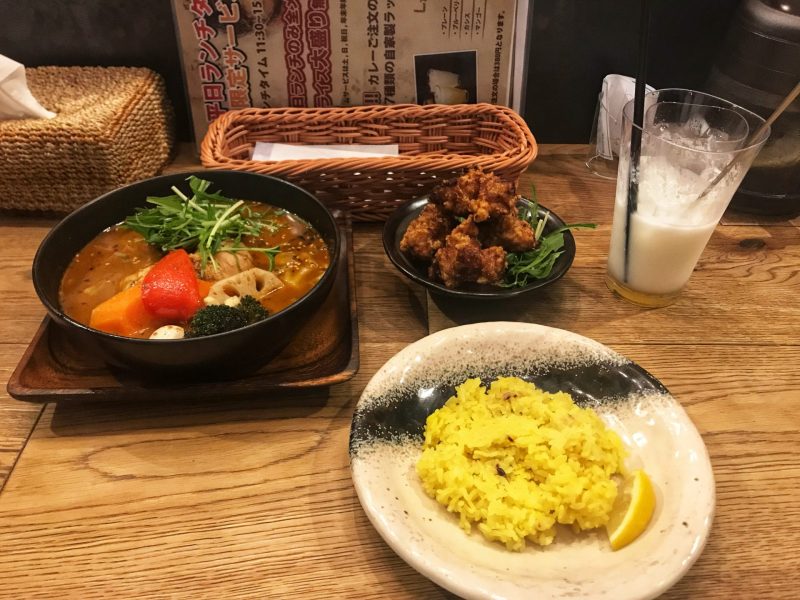 Chicken thigh soup curry and butter rice from Garaku Sapporo