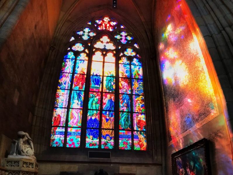 Colorful Glass Window in St. Vitus Cathedral