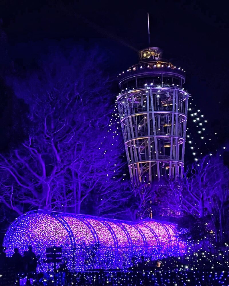 Enoshima Sea Candle Towers at night