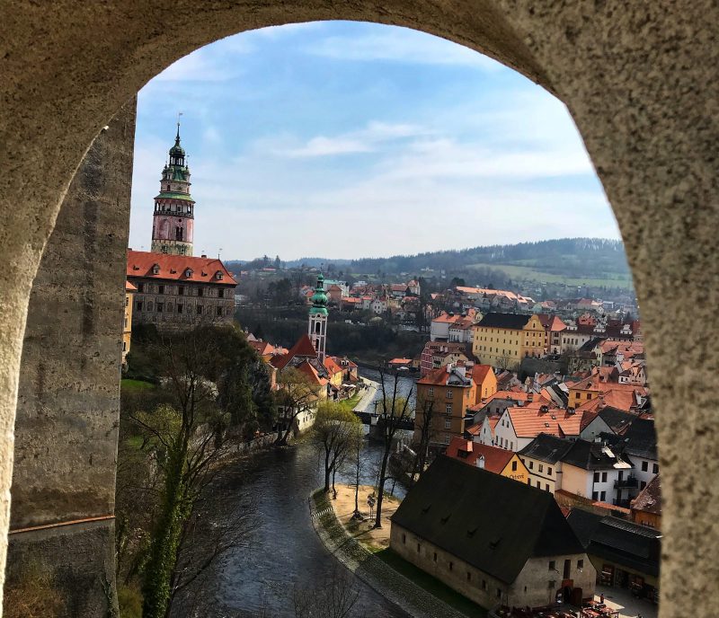 Cesky Krumlov View Through Stone Arch