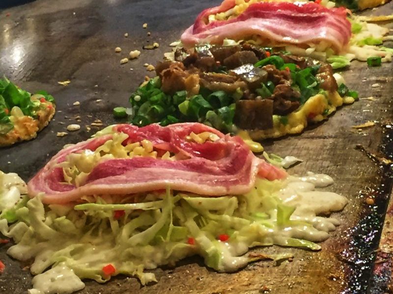 Negiyaki and Okonomiyaki in Fukutaro