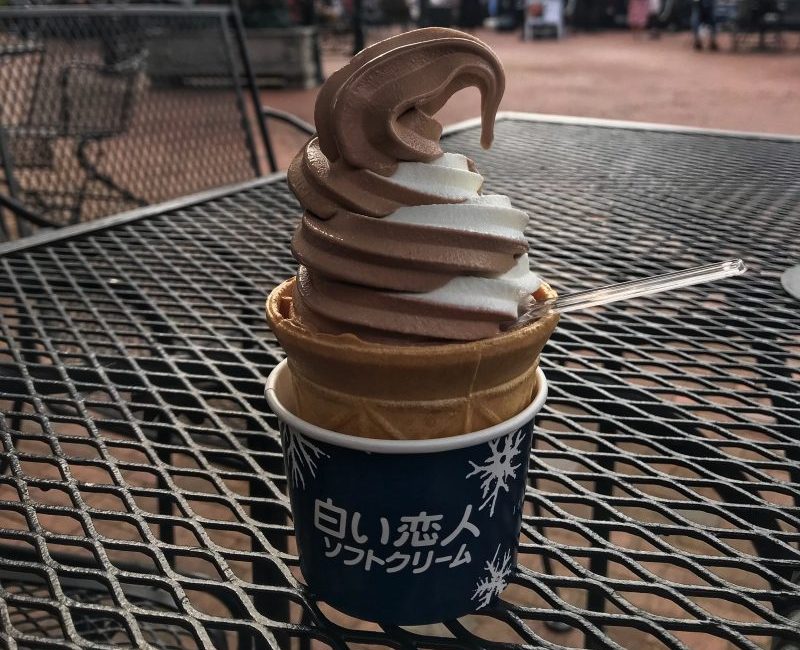 Soft serve ice cream in Shiroi Koibito Park