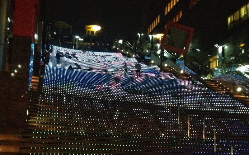 Illuminated Grand Stairway at Kyoto Station