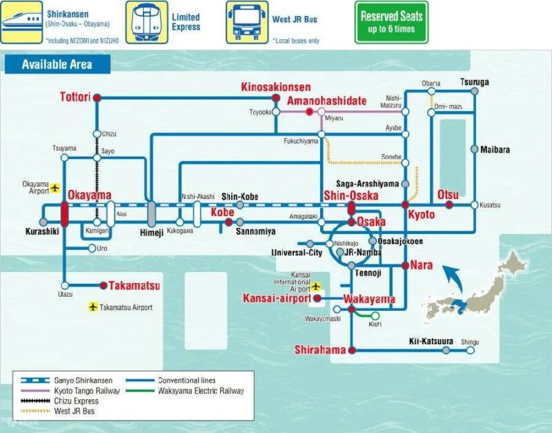 JR Kansai Wide Area Pass Map