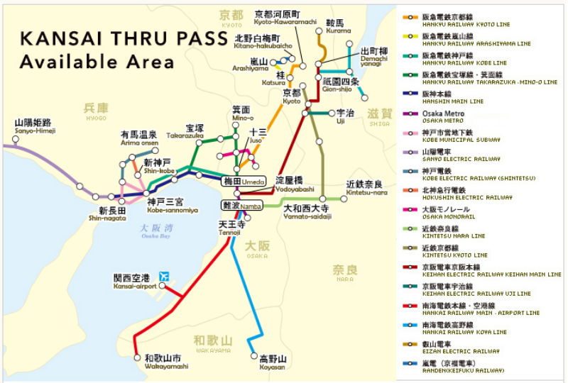 Kansai Thru Pass Coverage