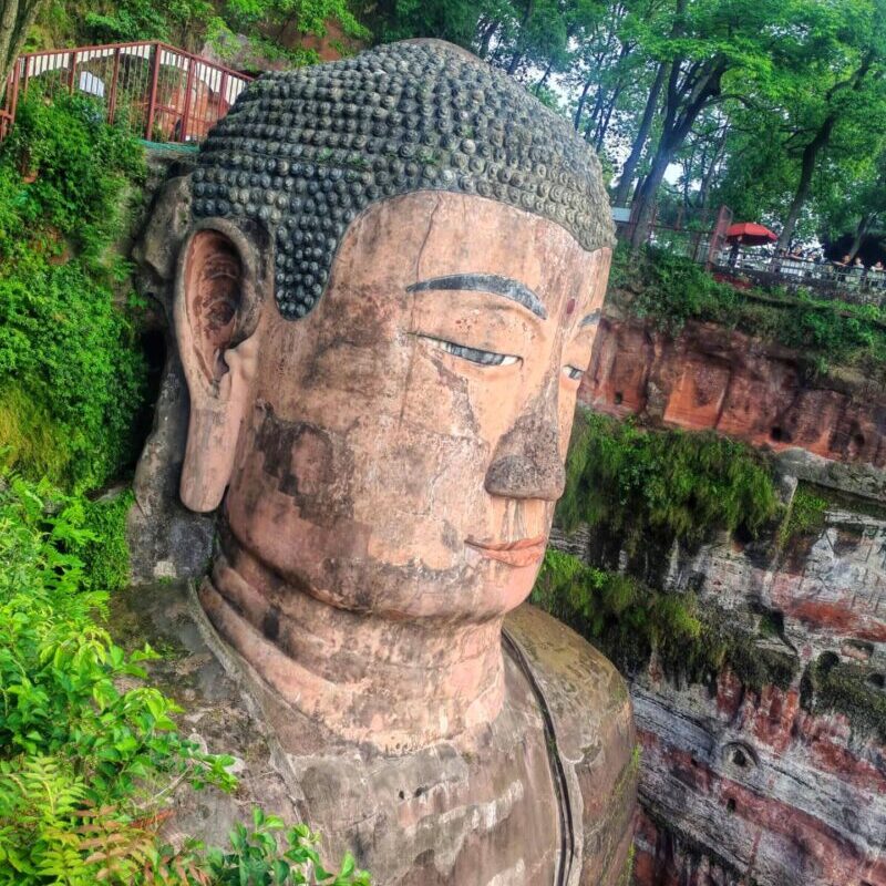Leshan Giant Buddha Statue from atop the cliff