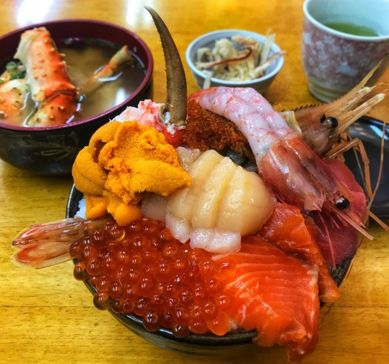 My seafood rice bowl in Ajidokoro Takeda is overflowing with sea food