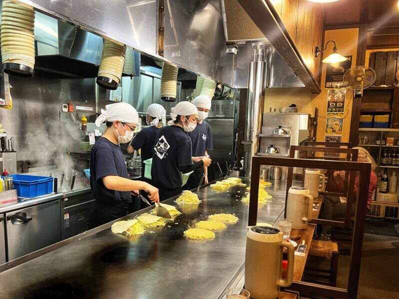 Okonomiyaki Preparation in Nagata-ya