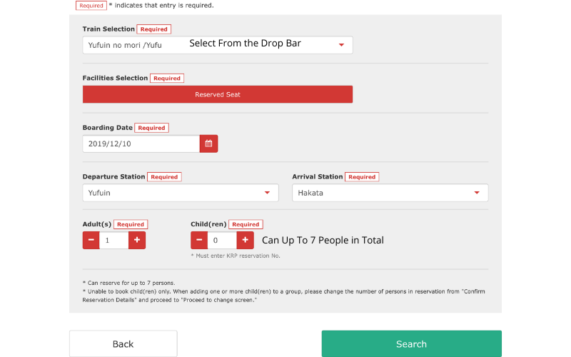Route Selection During Reserve Seat on Kyushu Rail Pass Online