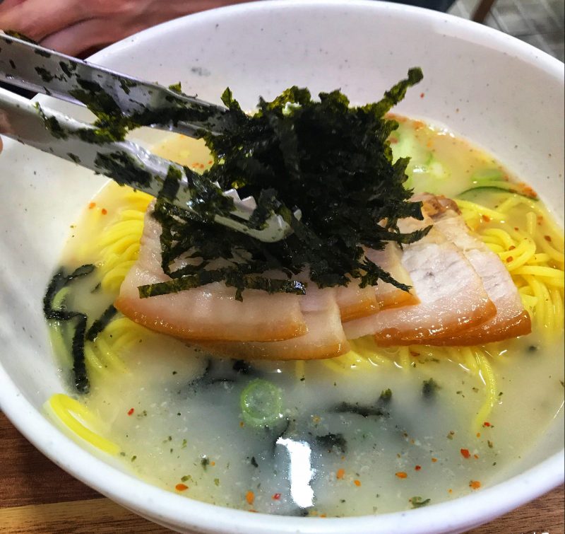 Seaweed Topping On Jamae Guksu Noodles