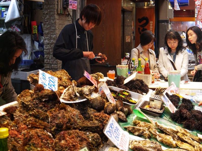 Enjoy fresh seafood at Kuromon Ichiba market