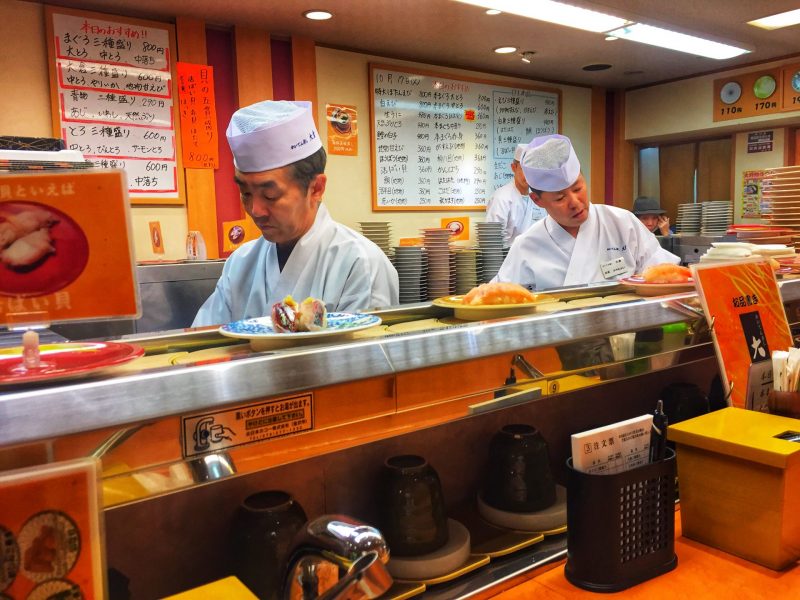 Kaitenzushi Okura Sushi Restaurant in Kanazawa Omicho market