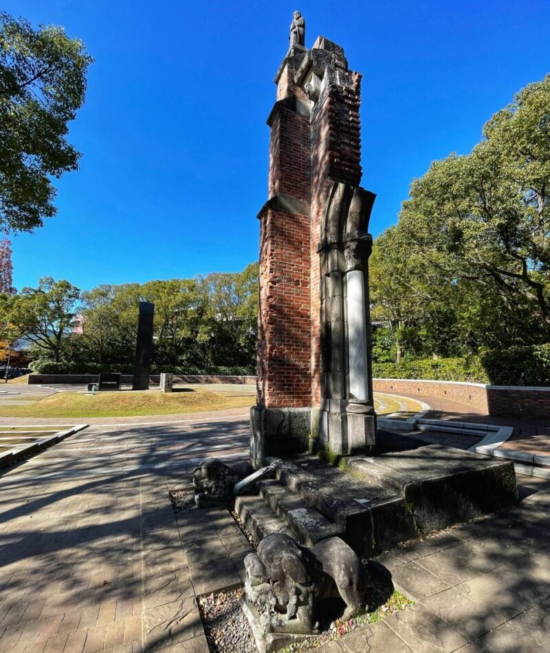 The damaged pillar of the former Urakami Cathedral