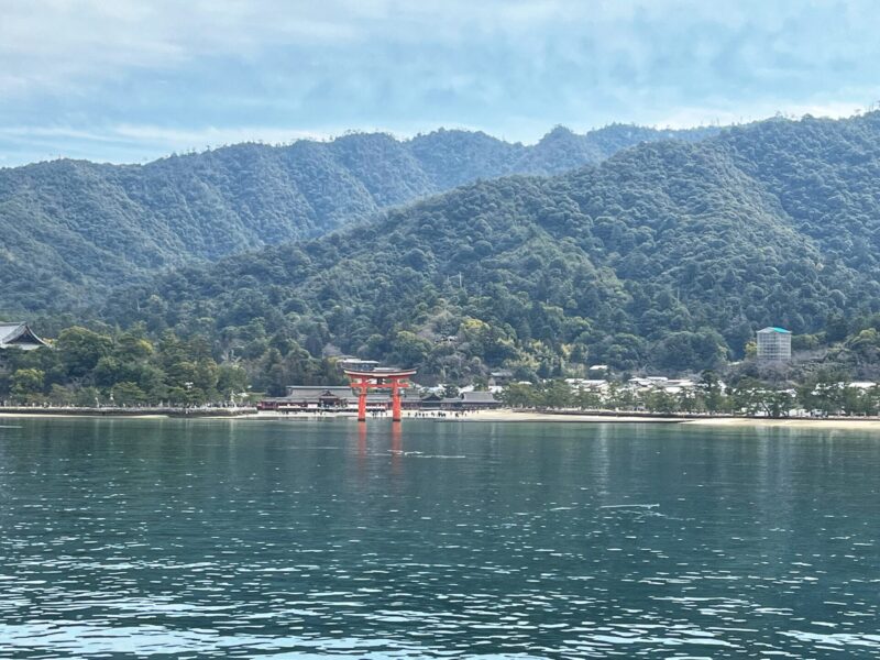 View on Torii Gate when approaching Miyajima Island